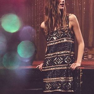 Free People Black & Gold Sequin Dress